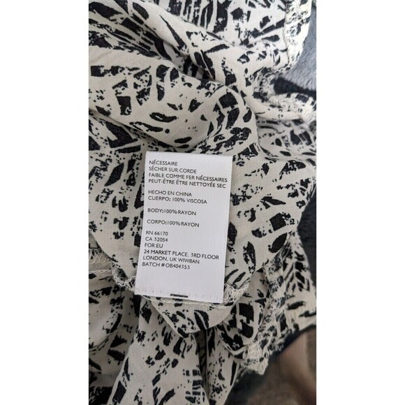 Ecote Urban Outfitters Blouse Black White Size Small Palm Leaf - Picture 5 of 8